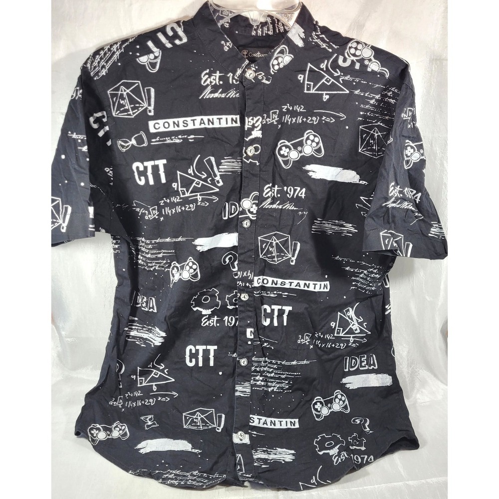 Constantin Urban World Cotton Poplin Button Up Shirt - Black - XL